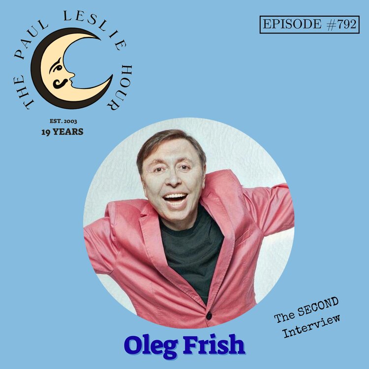 Photo of singer Oleg Frish on light blue background.