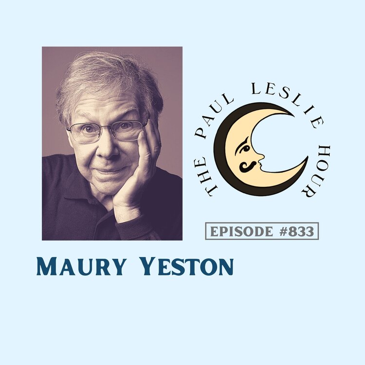 Photo of Maury Yeston on a light blue background.