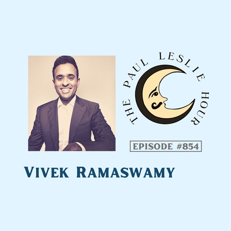 Vivek Ramaswamy is shown on a light blue background.