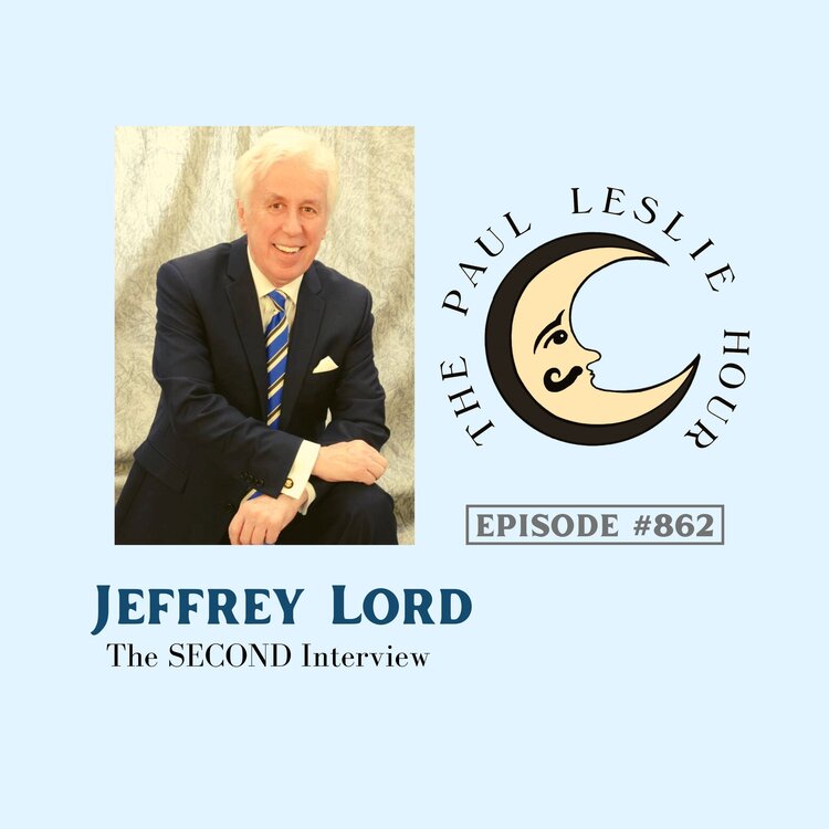 Political analyst Jeffrey Lord is shown on a light blue background
