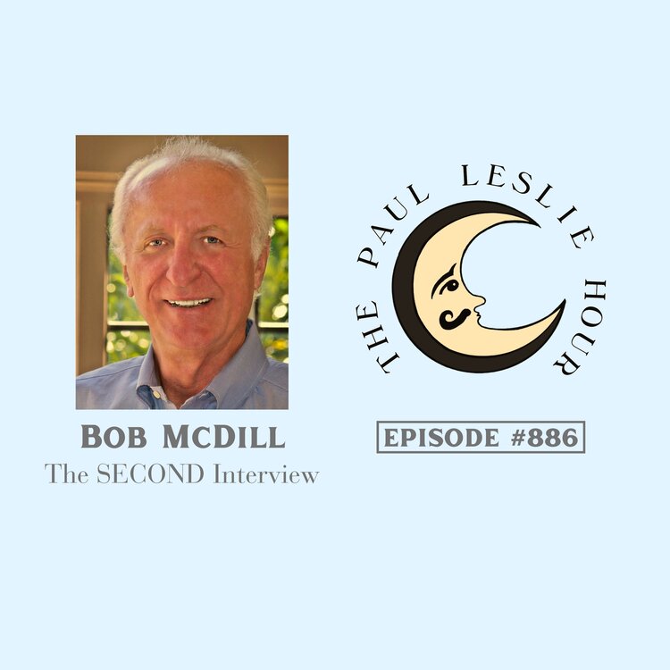 Songwriter Bob McDill is shown on a light blue background.