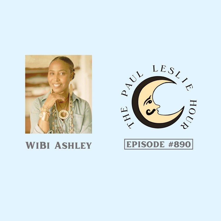 Holistic food practitioner WiBi Ashley is shown on a light blue background.