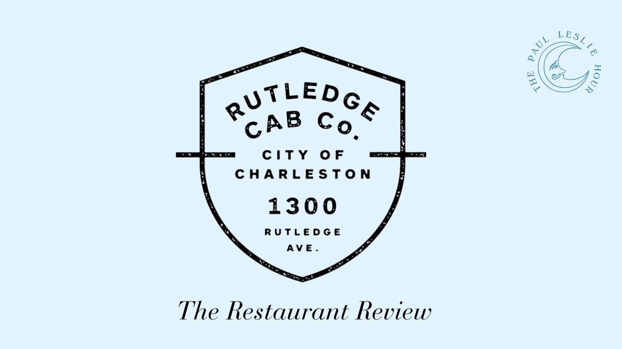 Rutledge Cab Co. logo on a light blue background signifies that this is a restaurant review for the Charleston restaurant.