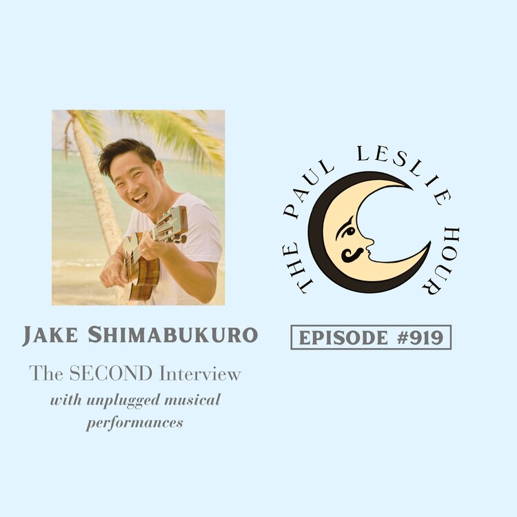 Ukulele virtuoso Jake Shimabukuro is shown on a light blue background.