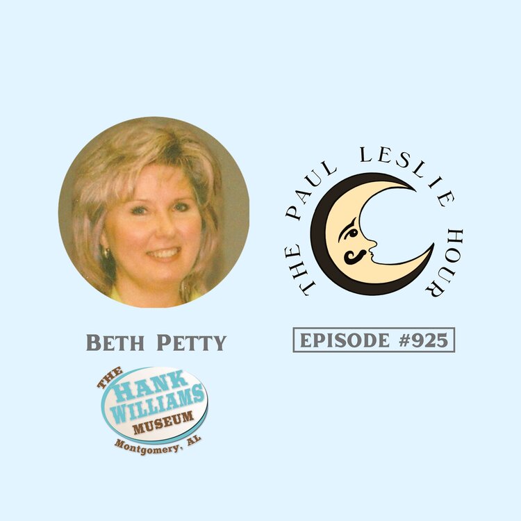 Beth Petty, manager of the Hank Williams Museum is shown on a light blue background.