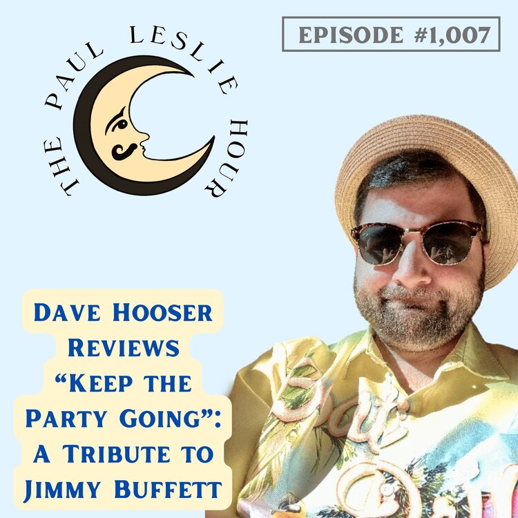 Dave Hooser is shown with a Jimmy Buffett Boat Drinks shirt on a light blue background.